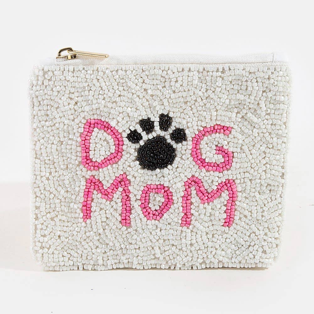 Seed Beaded Dog Mom Coin Purse