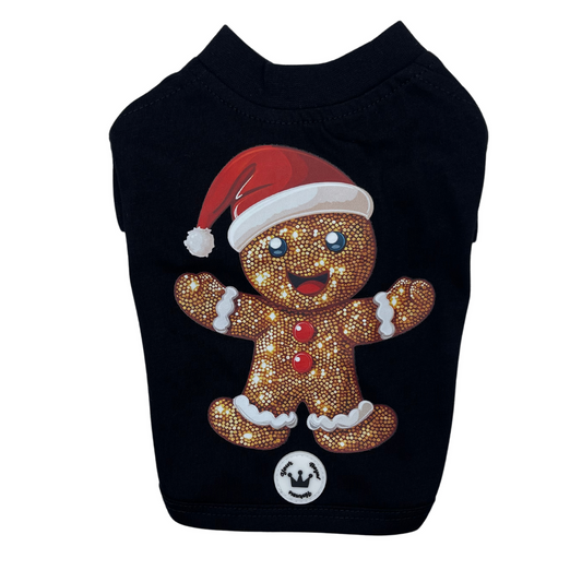 Suéter con cuello redondo y diseño de perro de jengibre negro