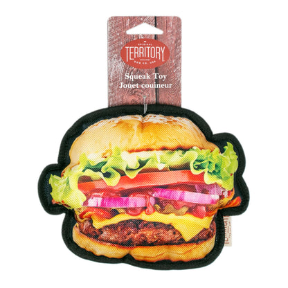 Hamburger With Squeaker Dog Toy