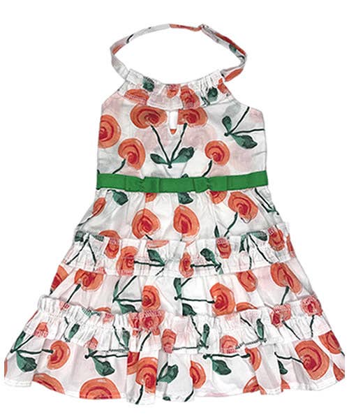 Vestido bohemio para perro con amapolas rojas