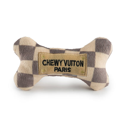 Juguete para perros con chirrido Checker Chewy Vuiton Bones: pequeño/mini