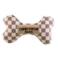 Checker Chewy Vuiton Bones Squeaker Dog Toy: Small / Mini