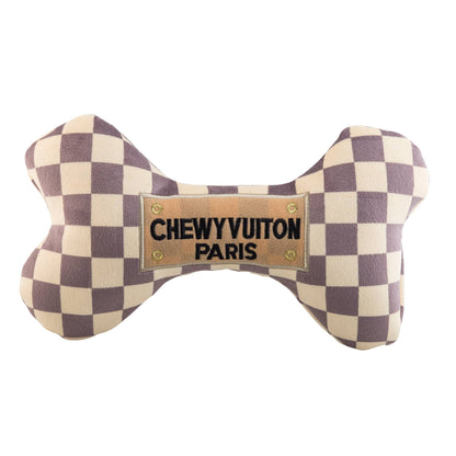 Juguete para perros con chirrido Checker Chewy Vuiton Bones: pequeño/mini