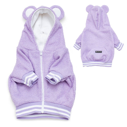 Frenchie Dog Hoodie - Purple Teddy