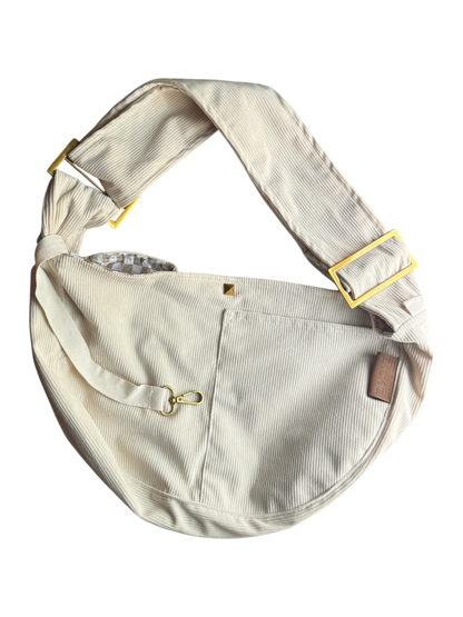 Pet Sling Carrier: Cream Corduroy