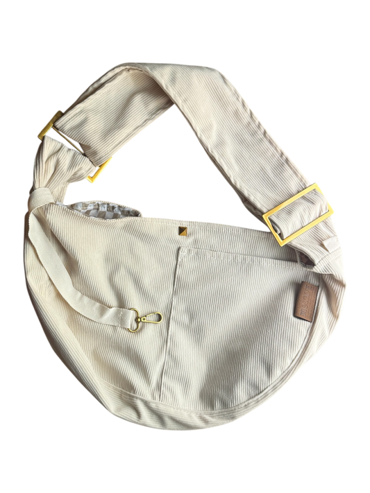 Pet Sling Carrier: Cream Corduroy