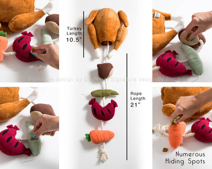 Juguete para perros con forma de pavo de peluche, 3 en 1, para esconderse y buscar