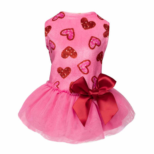 Heart Pattern Dog Tulle Dress