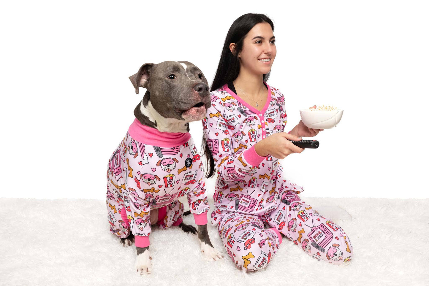 Pink 'Pitflix & Chill' Pit bull Pajamas