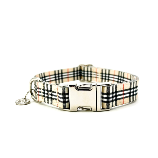 Dog Collar - Beige Plaid