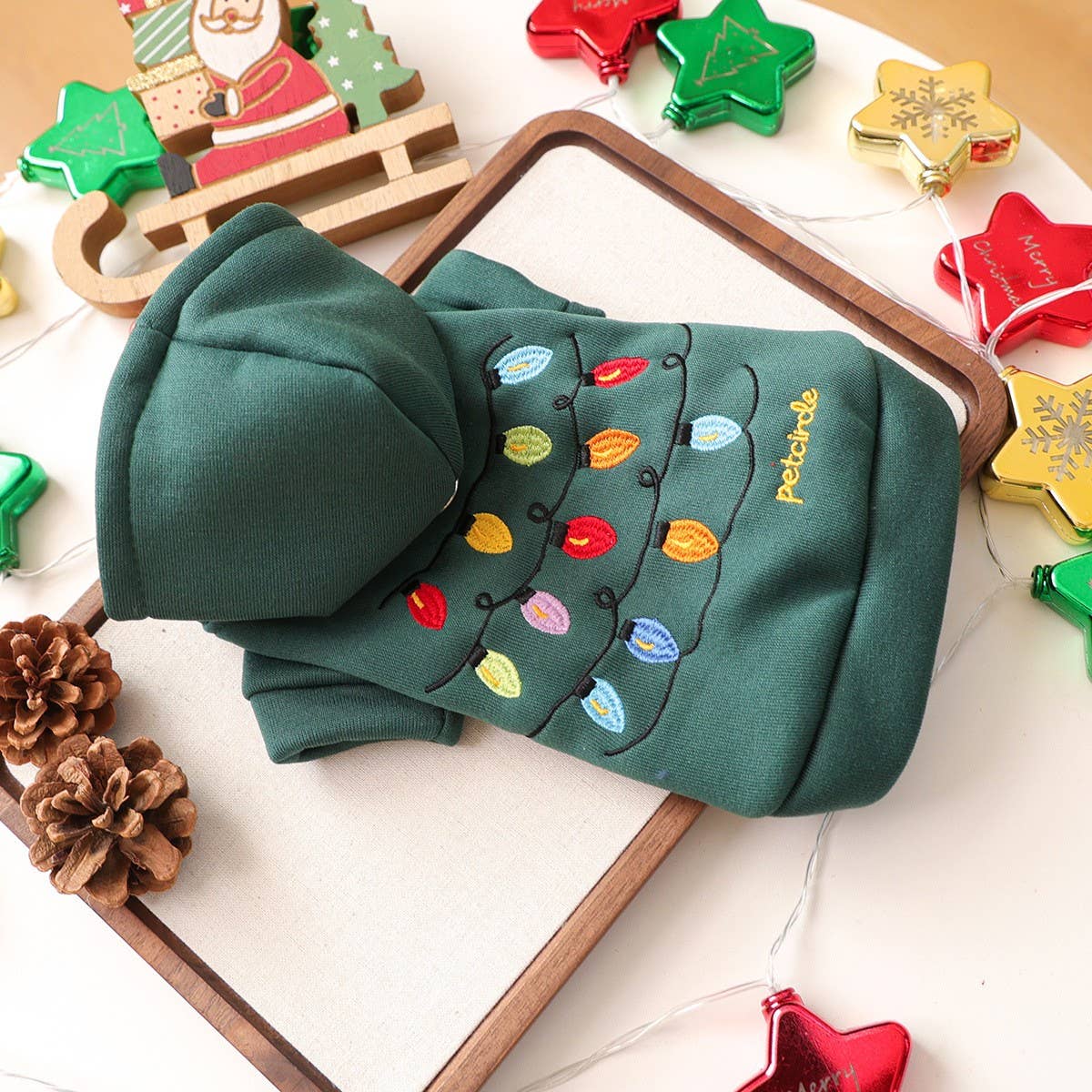 Christmas String Lights Dog Fleece Hoodie