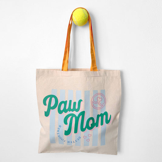 Paw Mom Canvas Tote Bag