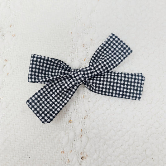 Dainty Black Gingham Hair Bow