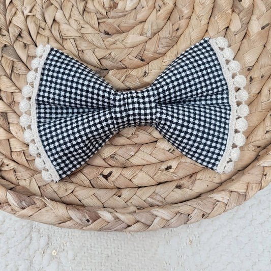 Black Dainty Gingham Dog Bow Tie