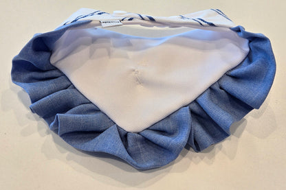 White Stripe Denim Frill Dog Bandana