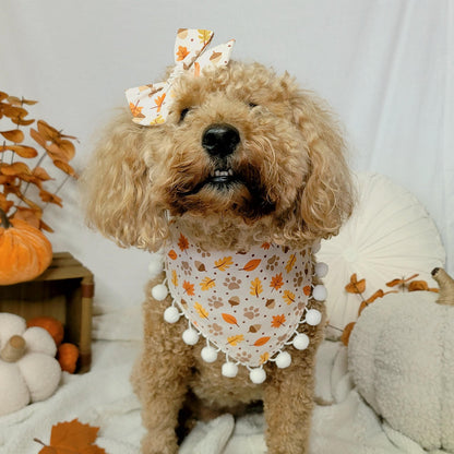 Green Pumpkin Spice With Pom Pom Dog Bandana