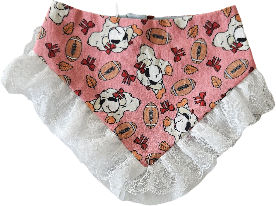 Lamb Football Dog Bandana with Trim - Pink