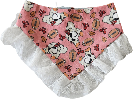 Lamb Football Dog Bandana with Trim - Pink