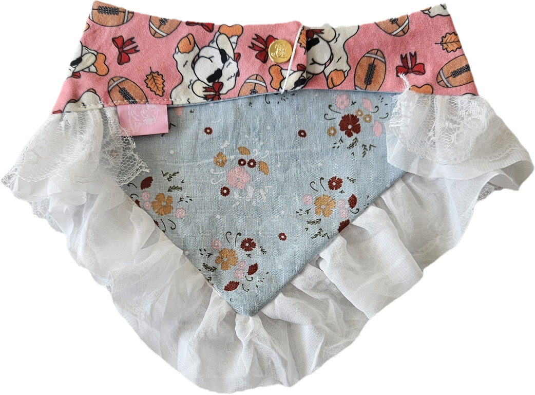 Lamb Football Dog Bandana with Trim - Pink