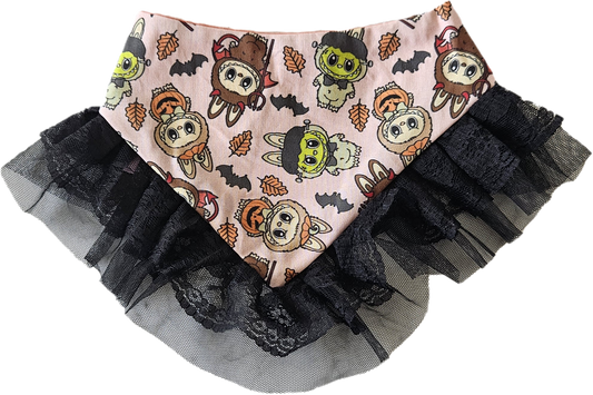 Monster Dog Bandana with Trim - Pink