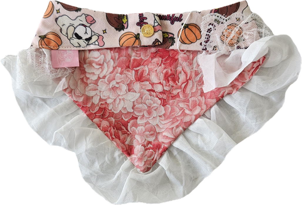 Lamb Thankful Dog Bandana with Trim - Pink