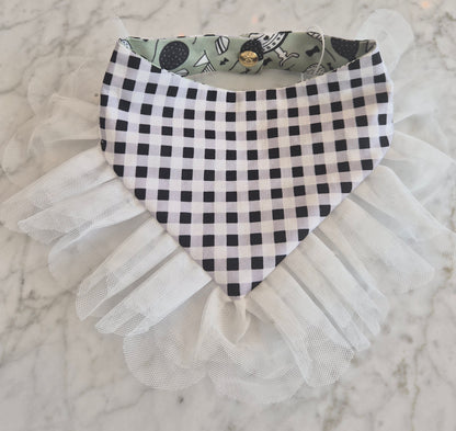 Black &  Gray Birthday with Tulle Dog Bandana