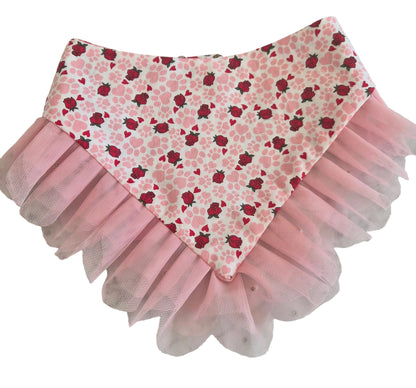 Retro Valentine with Pink Tulle Dog Bandana