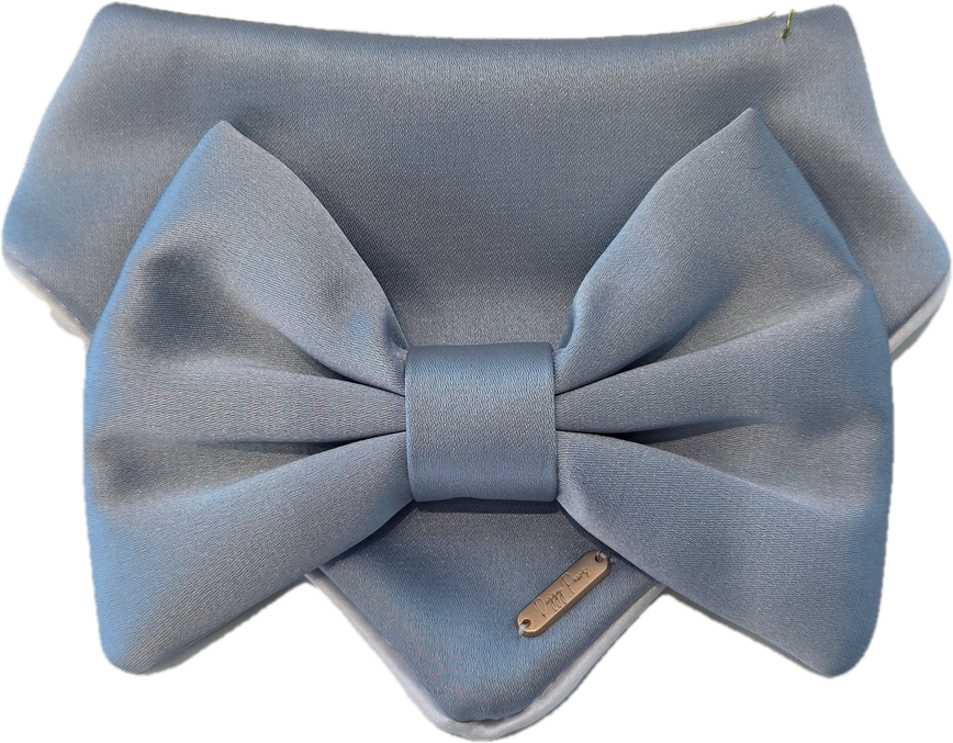 Blue Satin Big Bow Dog Bandanas
