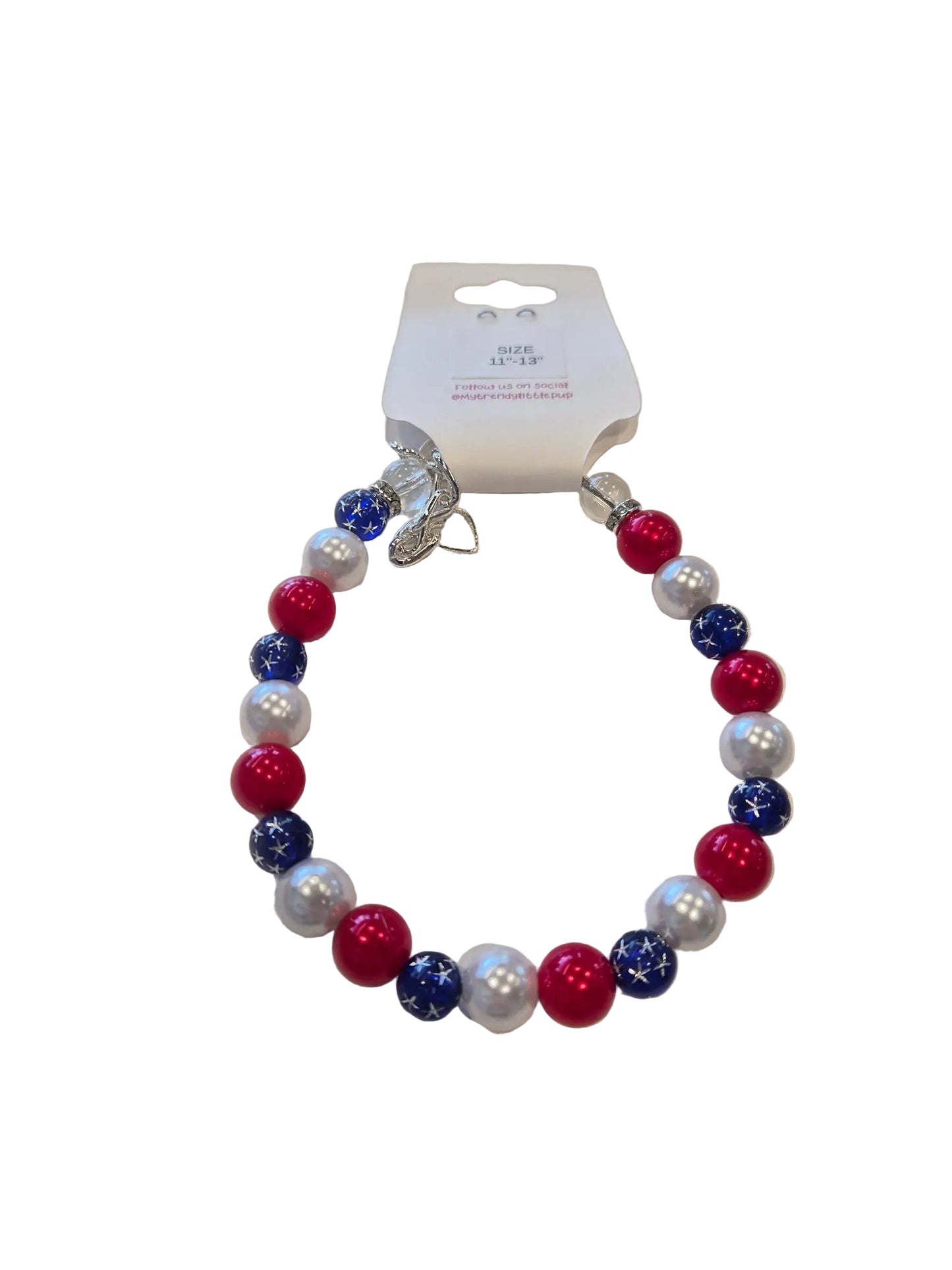 Patriotic Stars Fourth Of July Dog Necklace