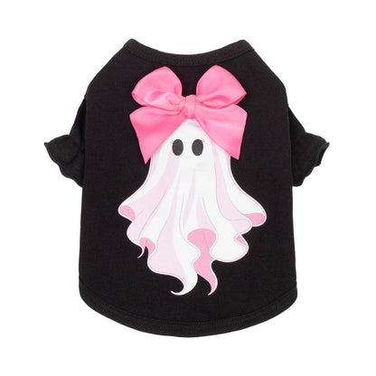 Pink Bow Ghost Dog Halloween Shirt