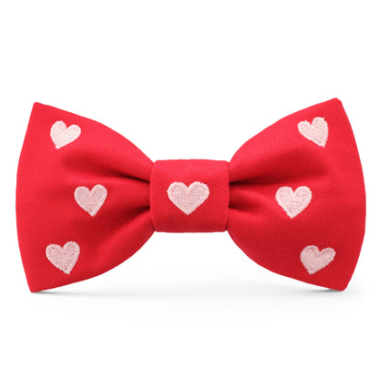 Hearts Embroidered Dog Bow Tie