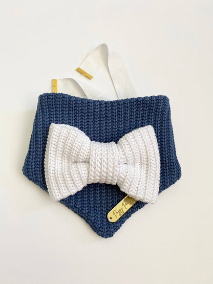 Navy Babe Dog Bandana Bow