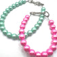 Opal Bubble Gum Pink Beaded Dog Collar