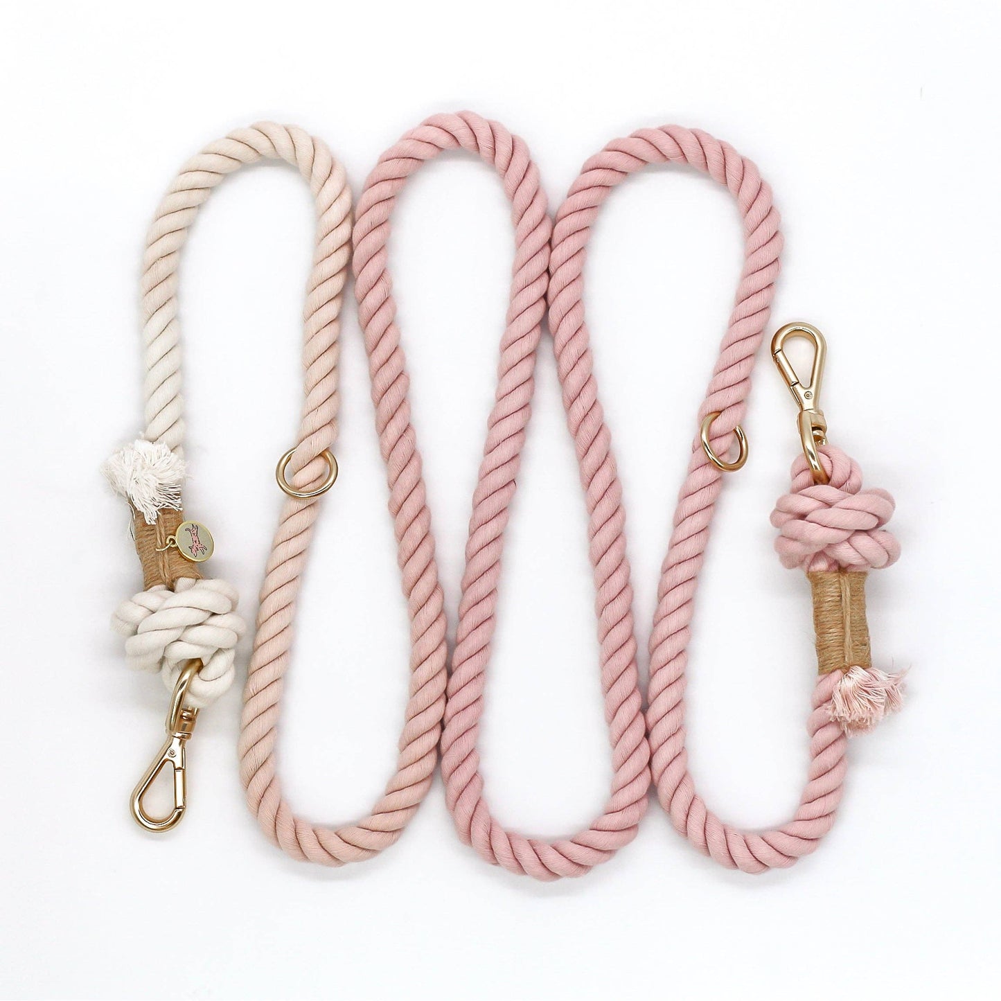 Rosy Quartz Ombre | Hands Free Rope Leash | 8ft Extra Sturdy