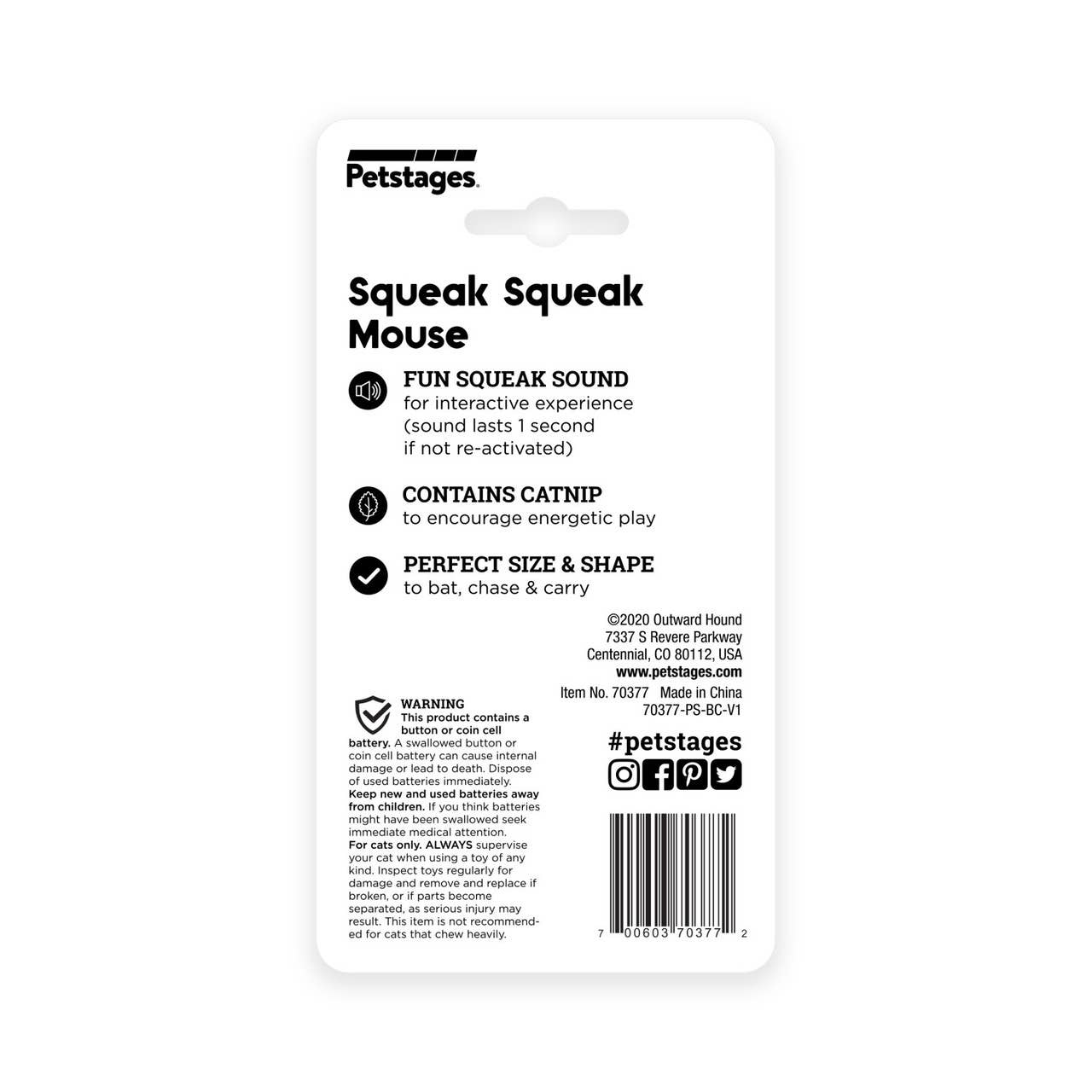 Catstages Squeak Squeak Mouse Grey