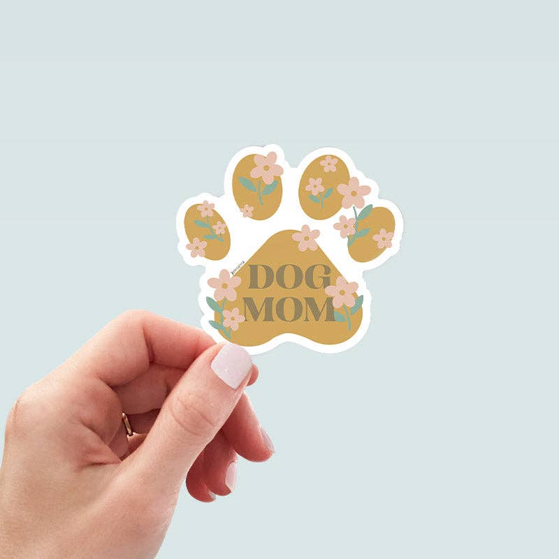 Floral Dog Mom Paw Vinyl Sticker
