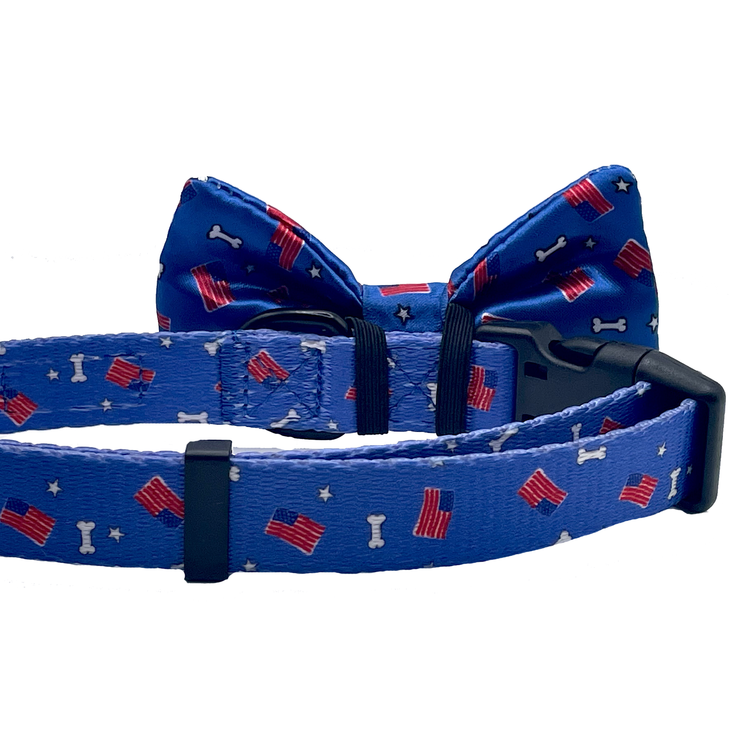 Red, White and Bones American Flag USA Dog Bow Tie