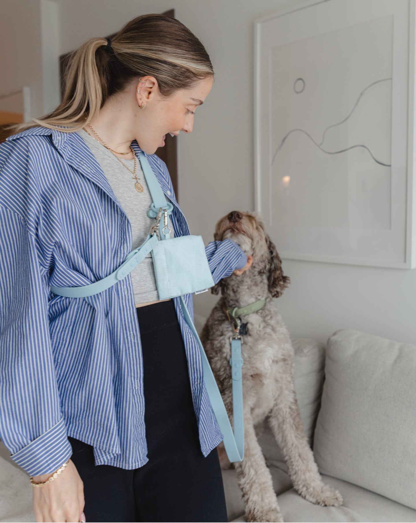 Hands Free Leash in Sky Blue 8"