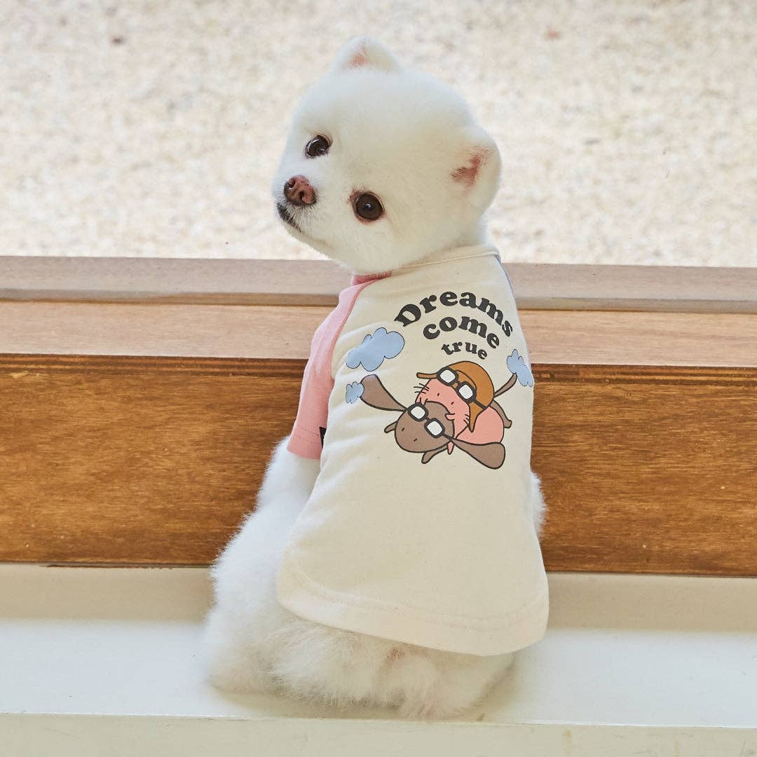 Contrasting Color Raglan Dog Shirt