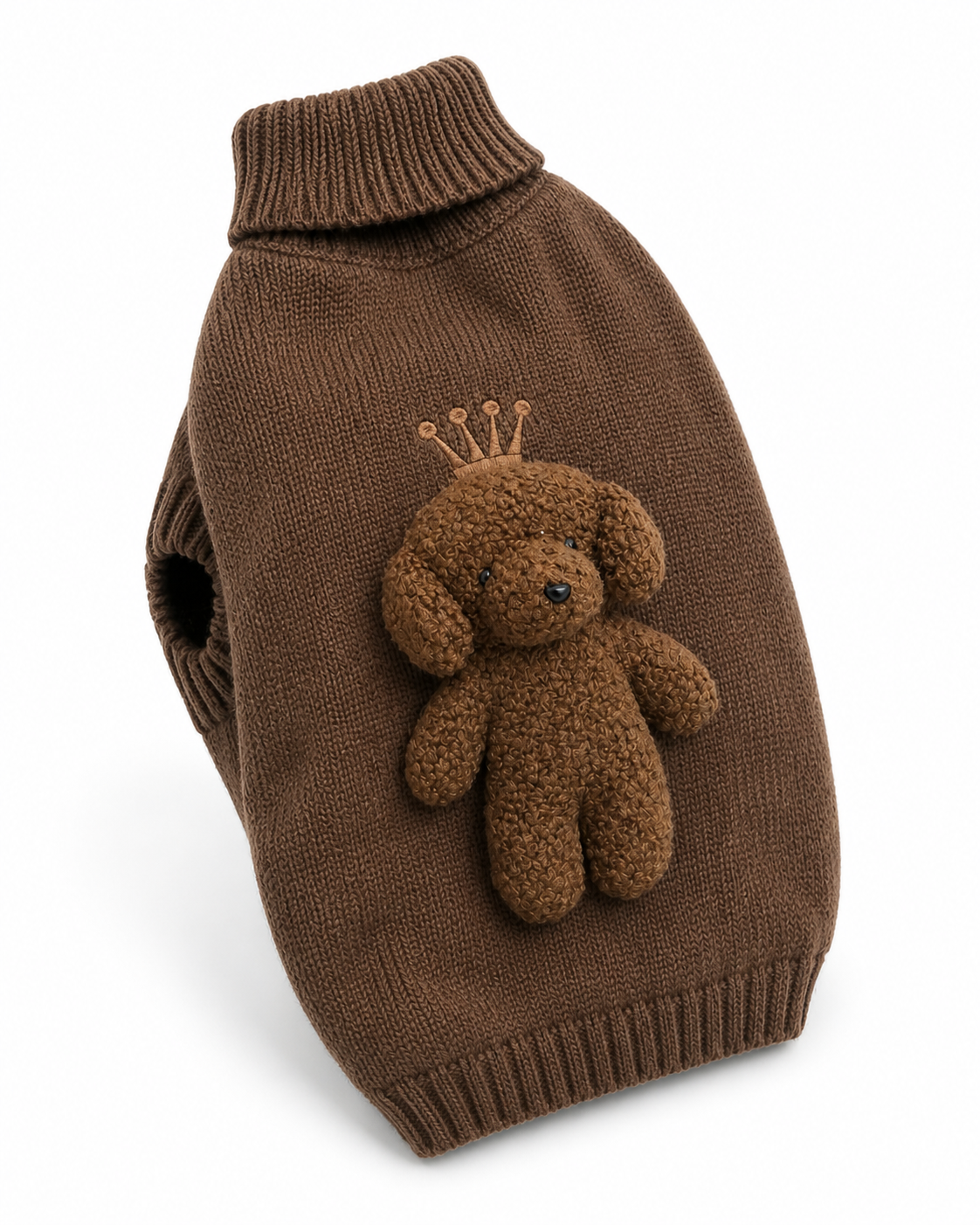 Brown Knit Teddy Sweater