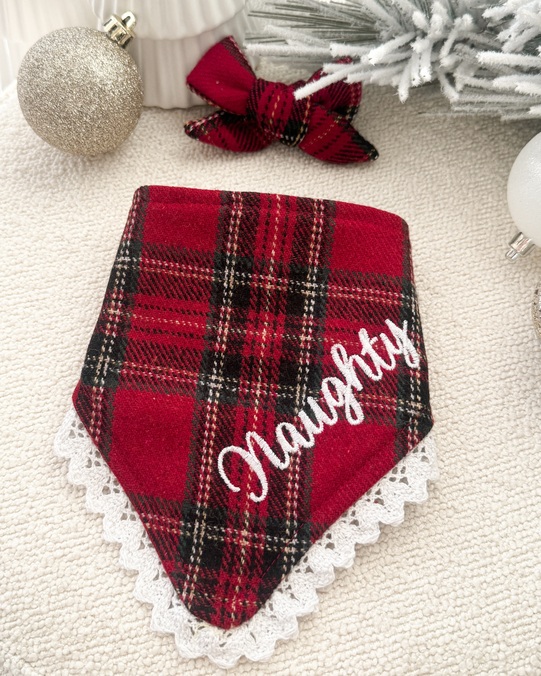 Naughty or Nice Reversible Christmas Dog Bandana