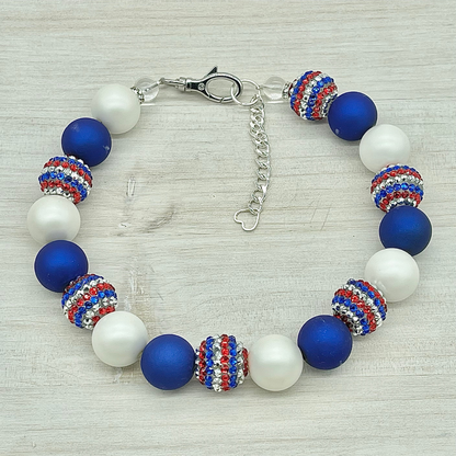 Fourth of July American Glitz Dog Necklace