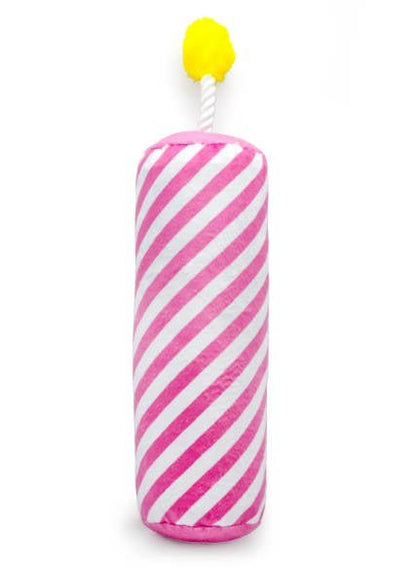 Birthday Candle Plush Dog Toy with Rope 16" - Assorted Colors