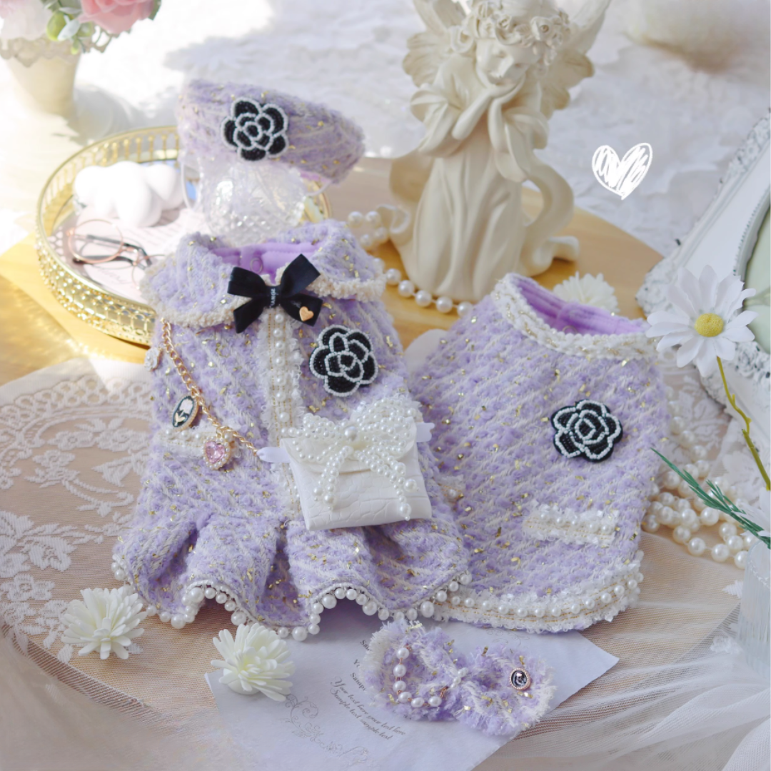 Handmade Princess Style Dog Dress with Purse