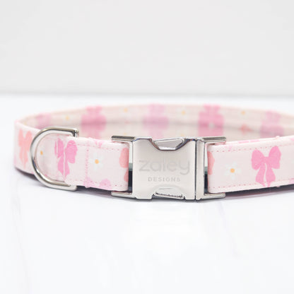 Pink Bows & Daisies Dog Collar