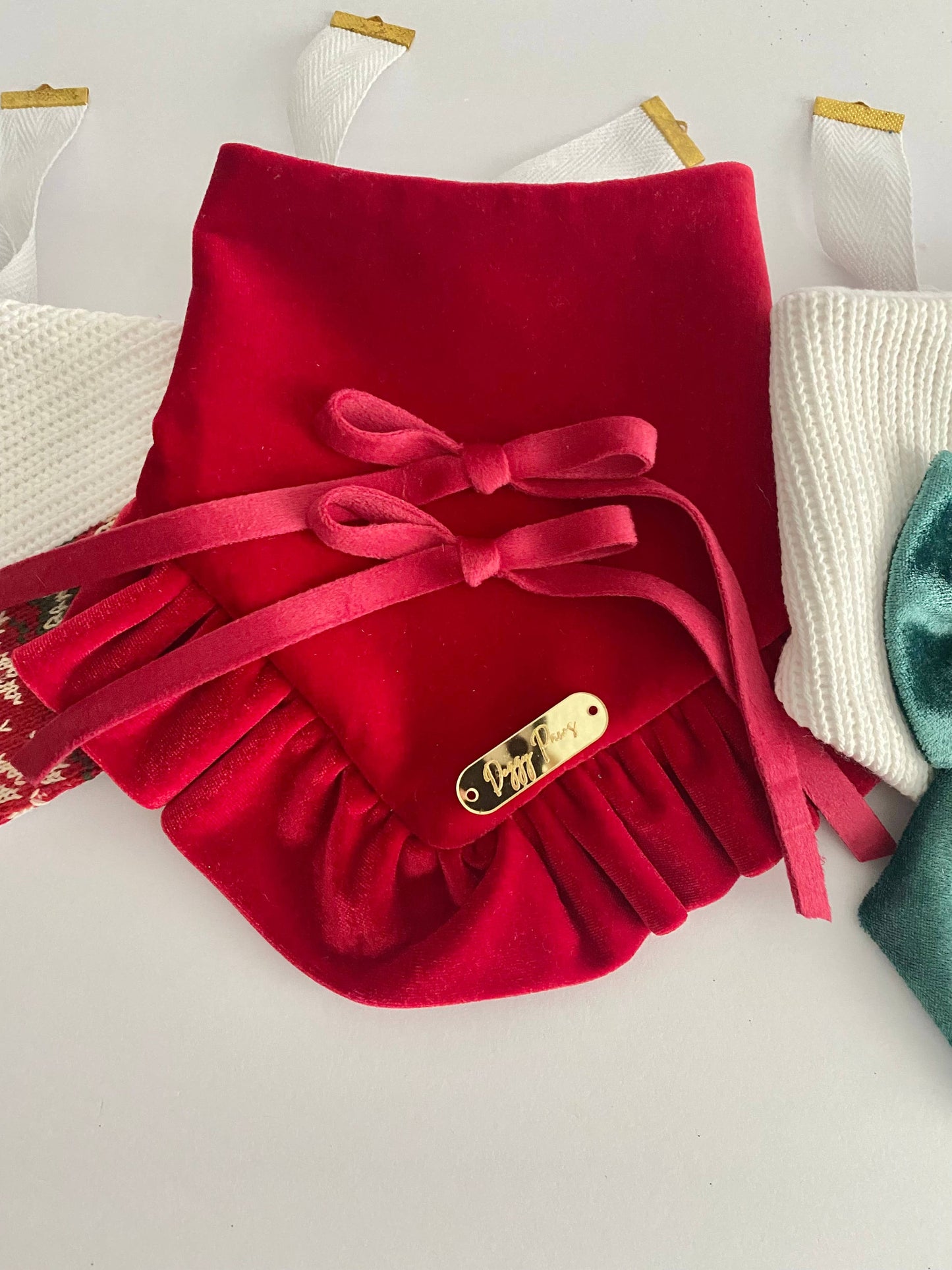 Christmas Red Velvet with Ruffle Dog Bandana