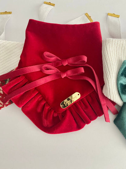Christmas Red Velvet with Ruffle Dog Bandana
