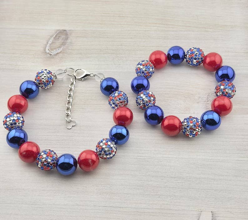 Patriotic Glitter Fourth Of July Dog Necklace