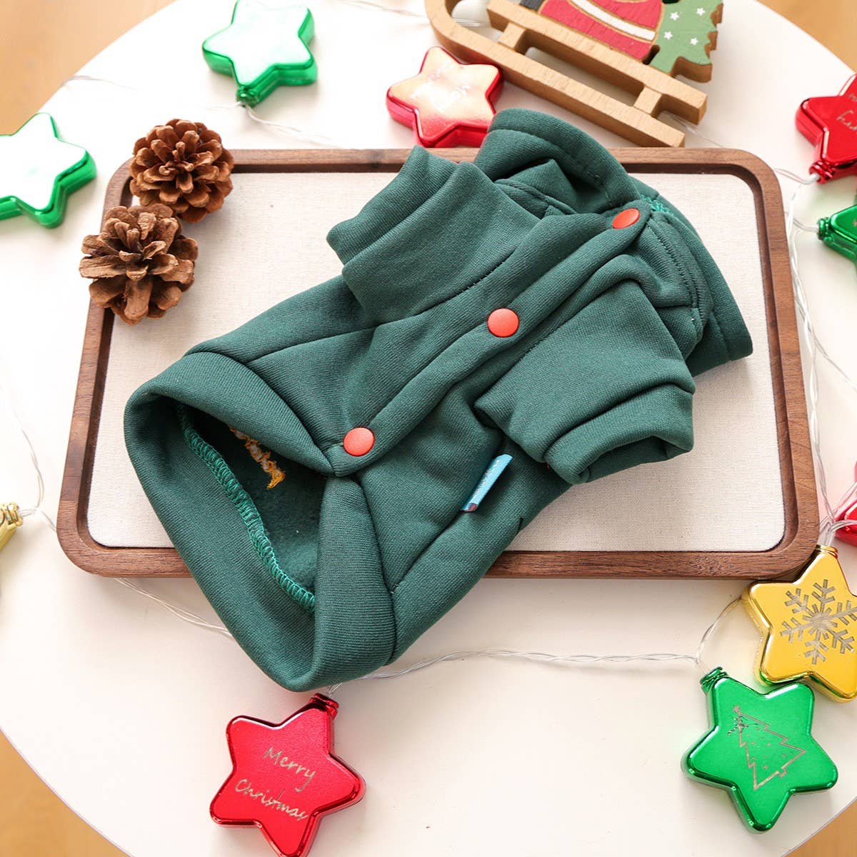 Christmas String Lights Dog Fleece Hoodie