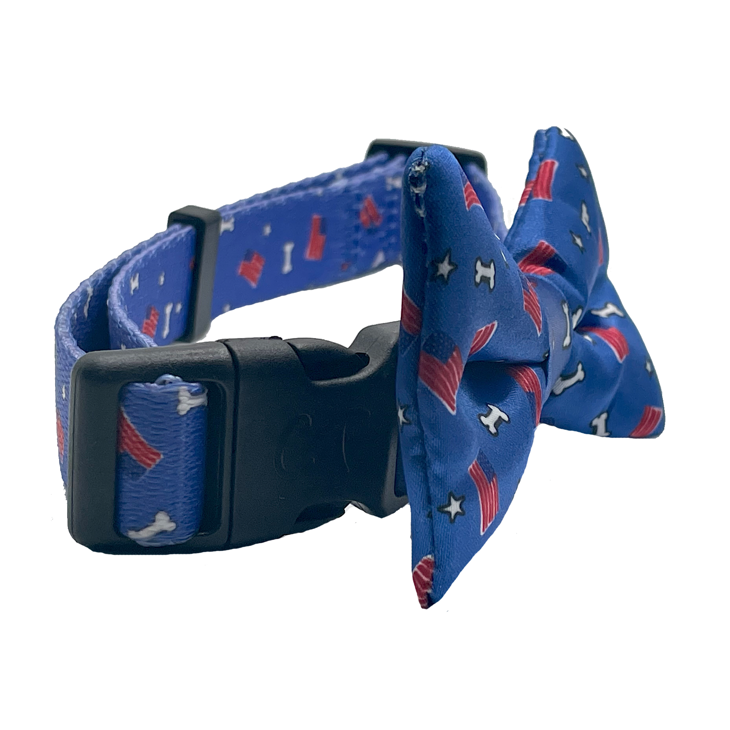 Red, White and Bones American Flag USA Dog Bow Tie